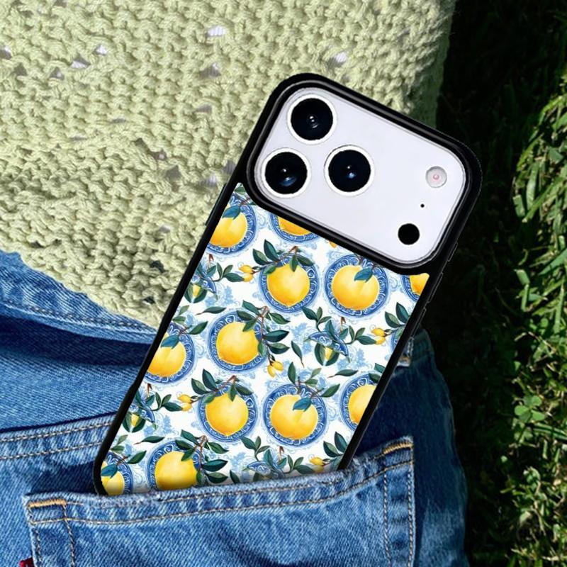 Mediterranean Lemon Soft Mobile Phone Case Compatible with IPhone 17 16 15 14 13 12 11Pro Max 17 Air Cover