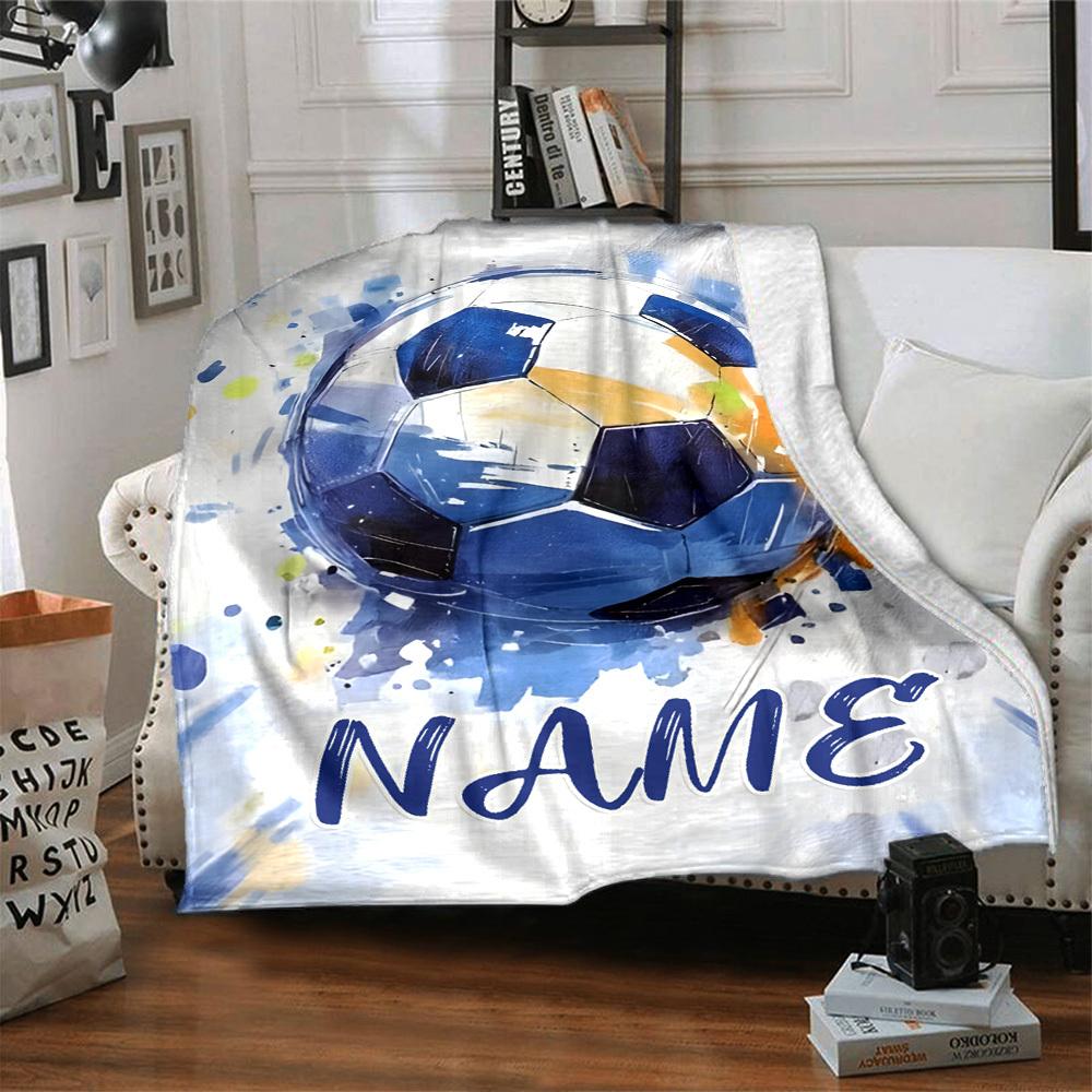 Soccer Ball Art With Lightweight Customizable Blanket Customize Text Soft Cozy Versatile For Sofa Couch Office Bed Picnics For All Occasions Modern