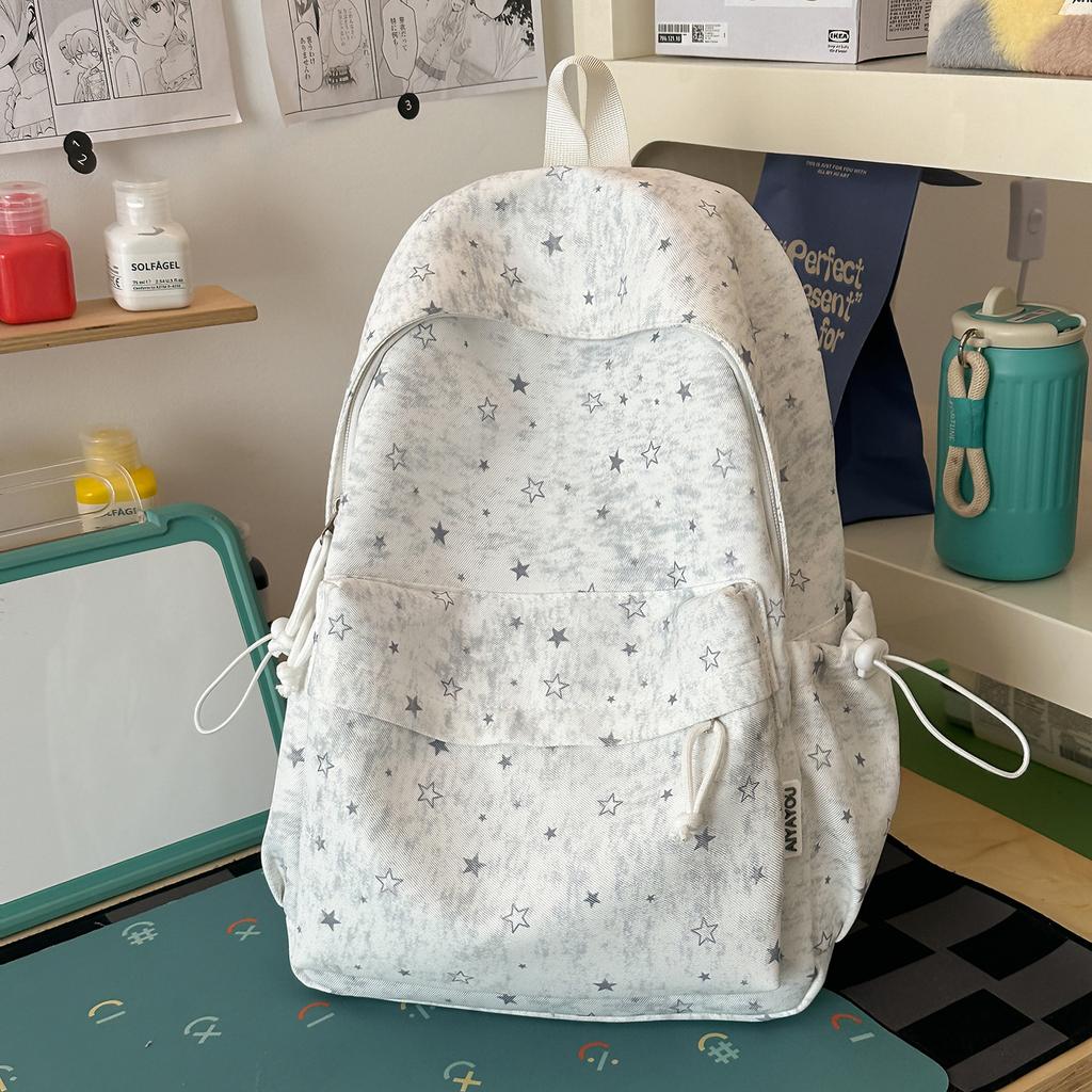 Schoolbag star schoolbag women's new large capacity cute high school student lightweight ins backpack simple student backpack
