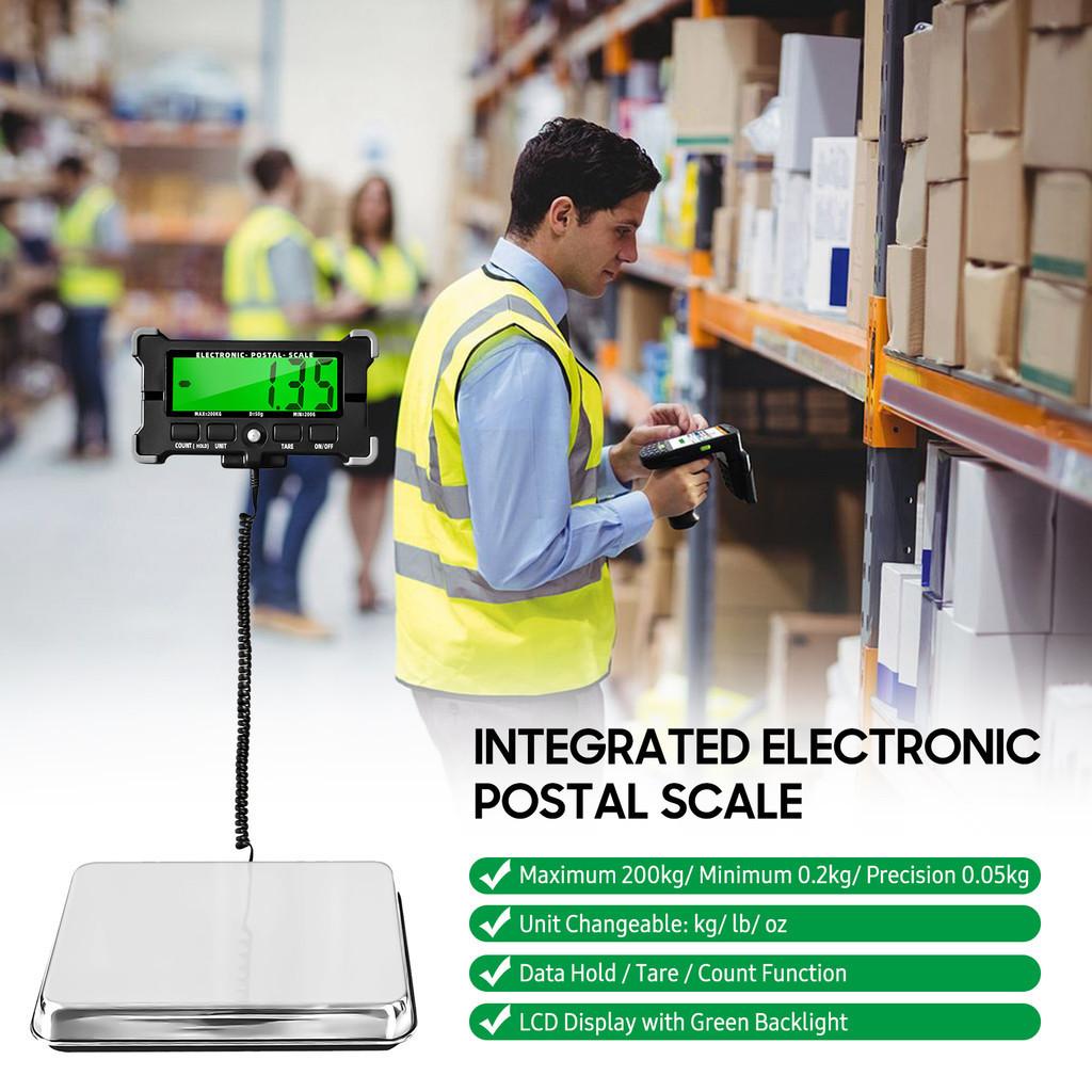 Electronic Digital Scale Stainless Steel Postal Scale LCD Backlight Display Portable Shipping Scale
