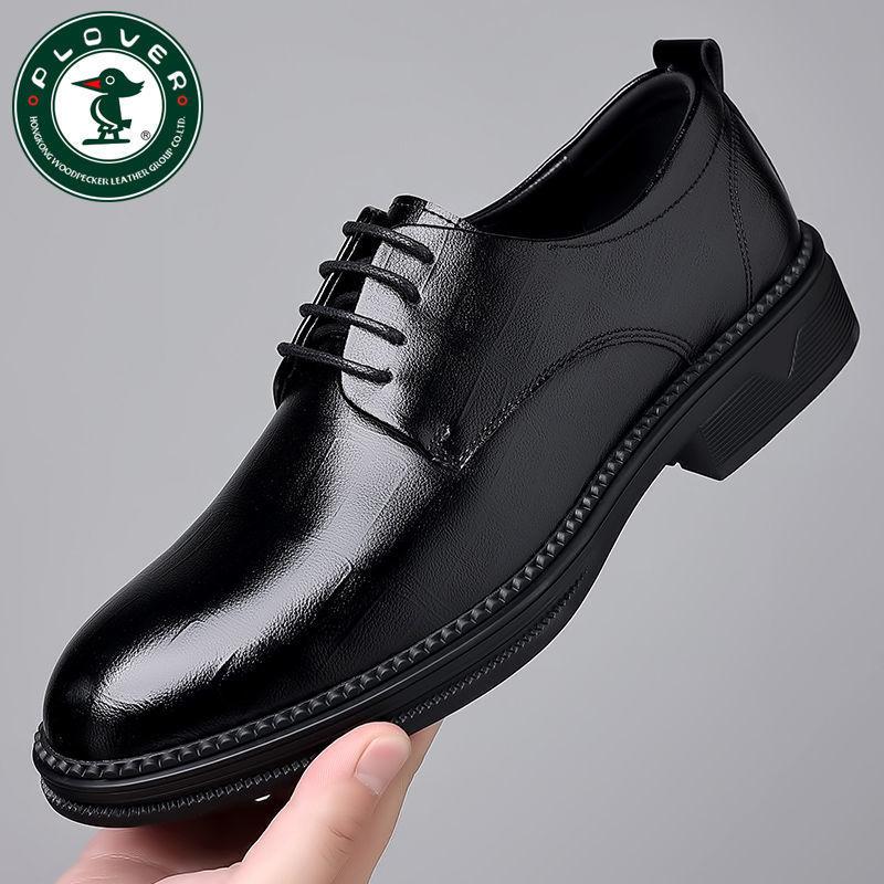 

Hy [Genuine Leather Cowhide] PLOVER Spring and Autumn Genuine Leather Men s Business Dress Casual Leather Shoes Soft-soled Non-slip Men 38