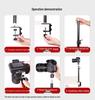 Telescopic Phone Stand with Strong Clamp for Live Broadcasts and Overhead Food Photography, Includes Fill Light