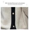 2025 A/W Women's V-Neck Color Block Tweed Knit Cardigan Sweater - Long Sleeve Base Layer