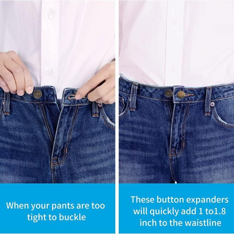 12pc Button Extender for Pants Jeans Shirts Free Sewing Adjustable Retractable Waist Extenders Button Waistband Expander