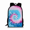 Tie-dye Print Single Layer Backpack for Boy/Girls Best Gifts 2D Flat Cartoon School Bag for Children Bags