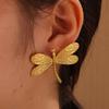 Women Exaggerated Gold Color Daisy Flower Hanging Earrings Stainless Steel Geometry Irregular Ear Piercing Jewelry Christmas