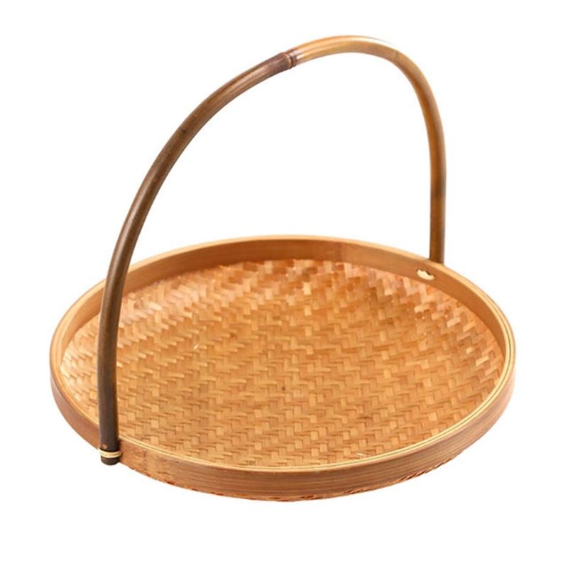 Handcrafted Bamboos Snacks Plate Lightweight Portable Fruit Dessert Tray For Kitchen Dining Outdoor Event