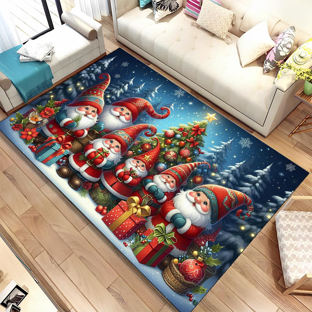 Fofo Pai Natal Árvore de Natal Feliz Desenho Animado Festival Tapete de Presente para Sala de Estar Quarto Casa Decoração de Sofá, Antiderrapante