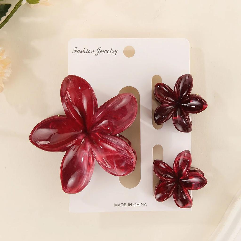 3 Pcs Hawaiian Gradient Flower Hair Claw Clip Women Fashion Large Hair Clip Girls Hairpin Barrettes Bohemia Hair Accessories