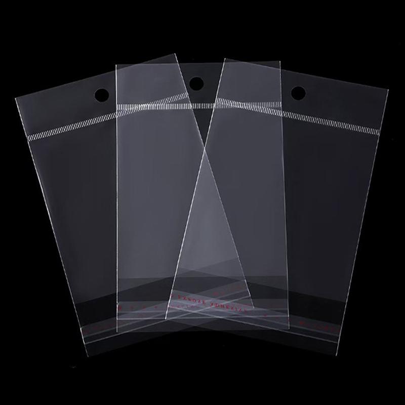 100Pcs Transparent Self Adhesive Packaging Bag Plastic Hanging Opp Pouches Seal Gift Bags For Jewelry Display Retail Packing