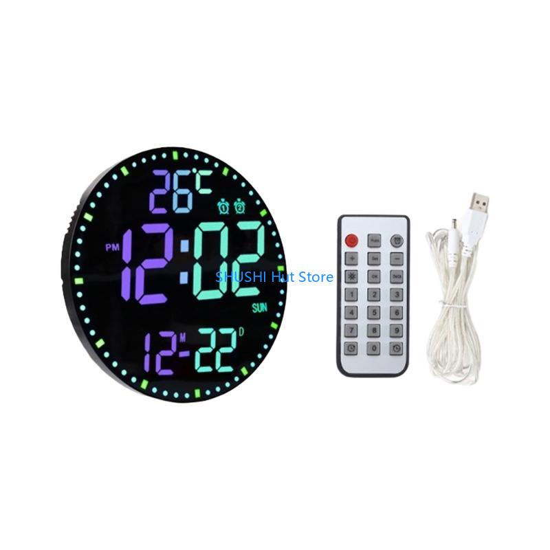 Large Digital Wall Clock Remote Control Temp Date Week Display Timer Table Clock Wall-mounted Alarms LED Clock D57B