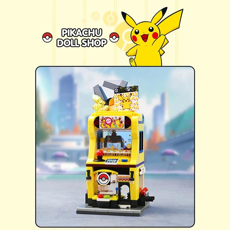 

Pokemon Building Blocks Pikachu Squirtle City Street Scene Dessert House Hot Pot Shop Model Bricks Desktop Display Kids Toy Gift With Box