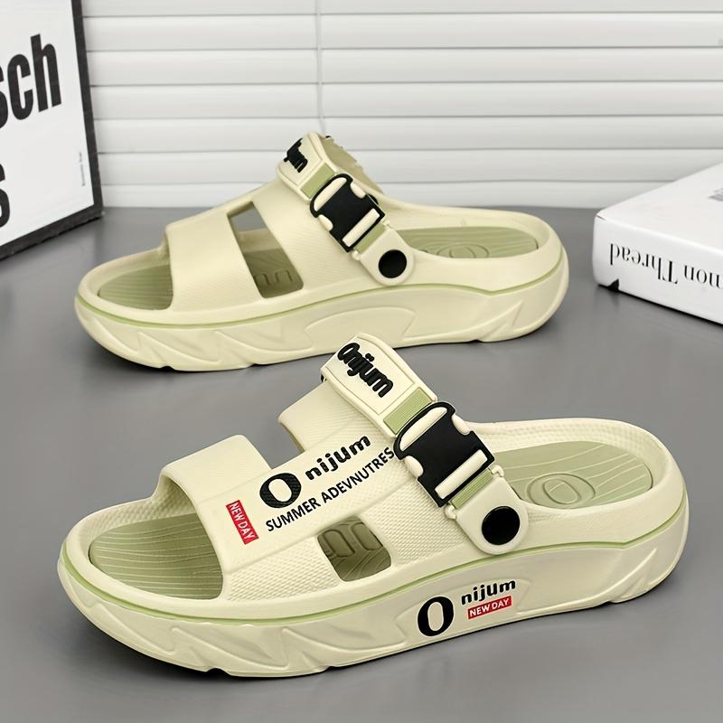 

[Нескользящие тапочки] Нескользящие мужские тапочки | Дезодорирующие спортивные повседневные для вождения двухцелевые сандалии для пары модные пляжные шлепанцы 42-43