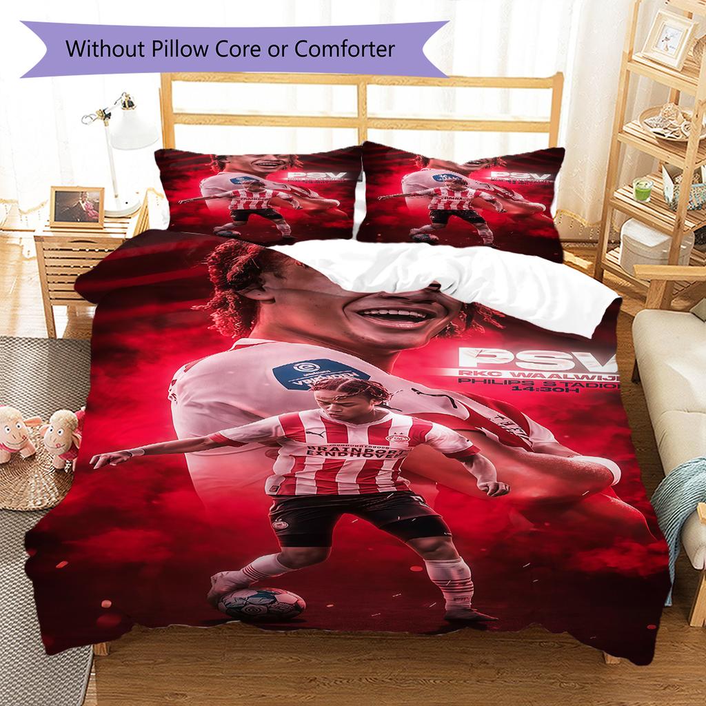 PSV Eindhoven Pattern Bedding Quilt Set Quilt Cover Pillowcase Home Decoration Birthday Gift (1 * duvet cover + 2 * pillowcase, without core)