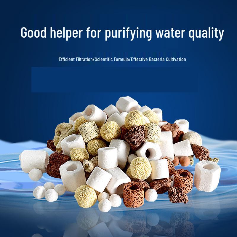 Aquarium Filter Media: Ceramic Rings, Activated Carbon, Volcanic Rock, Bacteria House - Ten-in-One Purifying Filtration Material with Free Bag