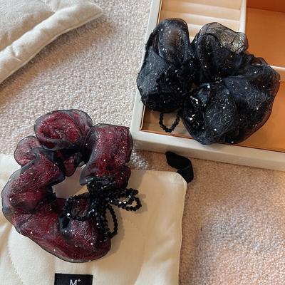 Elegant and Fashionable Hair Accessories: French Lightweight Tulle Hair Ties, Crystal Hair Ropes