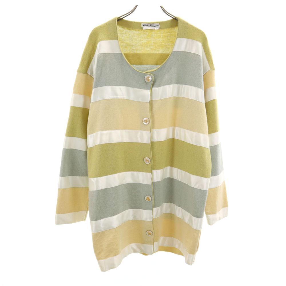 Salvatore Ferragamo 90s Made In Italy Old Border Pattern Long Sleeve Knit Cardigan Women Used