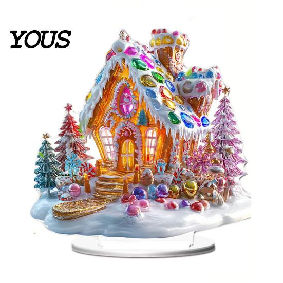 Religious Holiday Gift Christmas Theme 2D Ornament, Double-sided Acrylic Decoration, Desktop Decor Stable Base Ornament for Home Office Table Standing