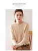 Retro Women's Grey Cable Knit Cashmere Cardigan Sweater - Round Neck, Long Sleeve, Open Front