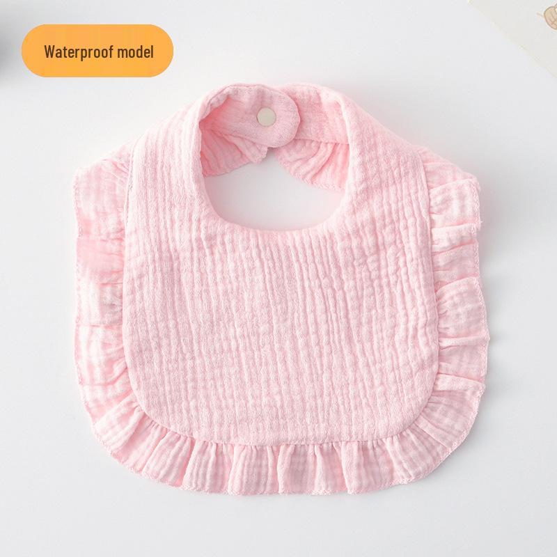 Ruffle Lace Waterproof Cotton Baby Bib (Seven-Layer Gauze)