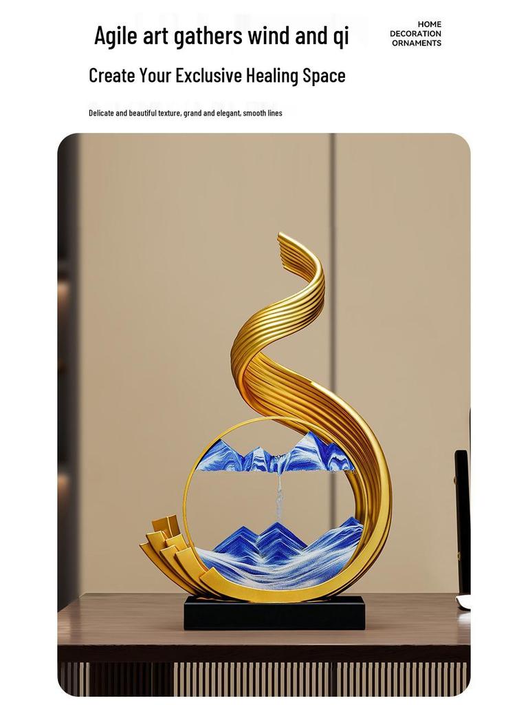 Elegant Flowing Sand Painting Ornament - High-End Decor for Living Room, TV Cabinet, Office, or Housewarming Gift