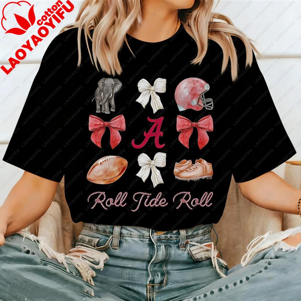 Trendy Cute Alabama Football Printedunisex Sweet Graphic T Shirts Pattern Aesthetic Clothing Summer Casual Style Cotton T-Shirt