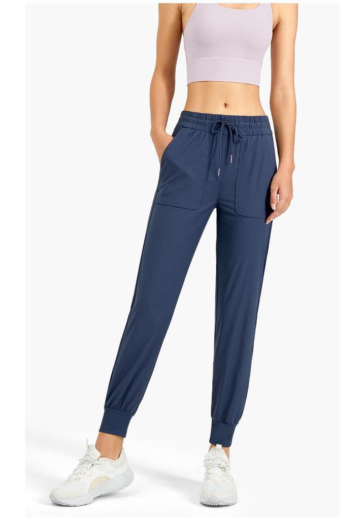 Women's Body Shaping Casual Running Pants with Drawstring Pockets - Breathable Yoga Fitness Trousers