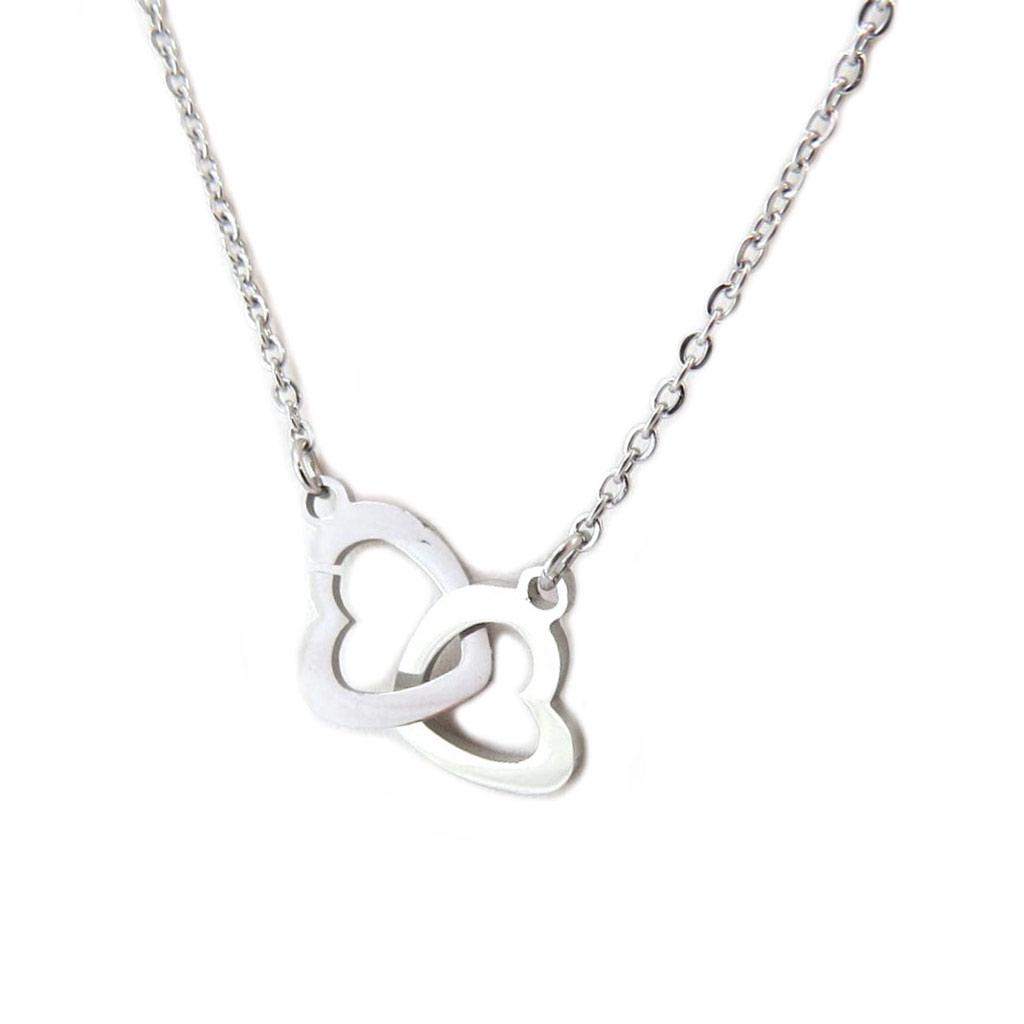 Les Trésors De Lily [P4896] - Silver 'Love' Steel Necklace + Earrings Set