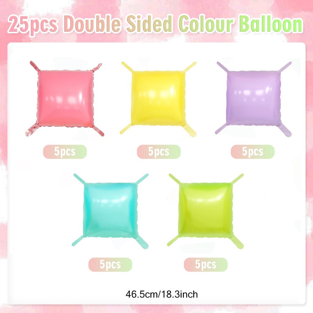 Pink Rainbow Square Aluminum Foil Balloon Wall Double Sided Square Balloon Birthday Party Shower Wedding Anniversary Decoration