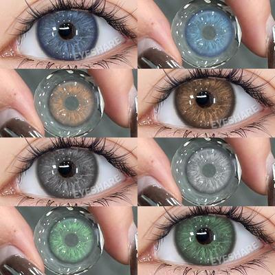 1 pereche/2 buc. Lentile de contact albastre Lentile de contact colorate pentru ochi Elevi frumoși Pupile gri Lentile pentru ochi de culoare Lentile anuale verzi