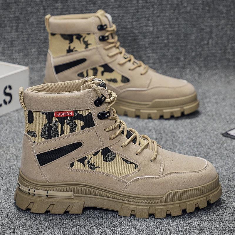 

Men s retro casual high top boots autumn winter men s motorcycle and ankle boots lace up work shoes Botas Hombre cowboy boots 39