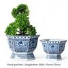 Octagonal Blue and White Porcelain Ceramic Flower Pot - Retro Chinese Style for Home Decoration & Gardening.