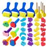 39Pcs Sponge Paint Brushes Set with Rollers Stamps DIY Craft Foam Painting Tools for Kids