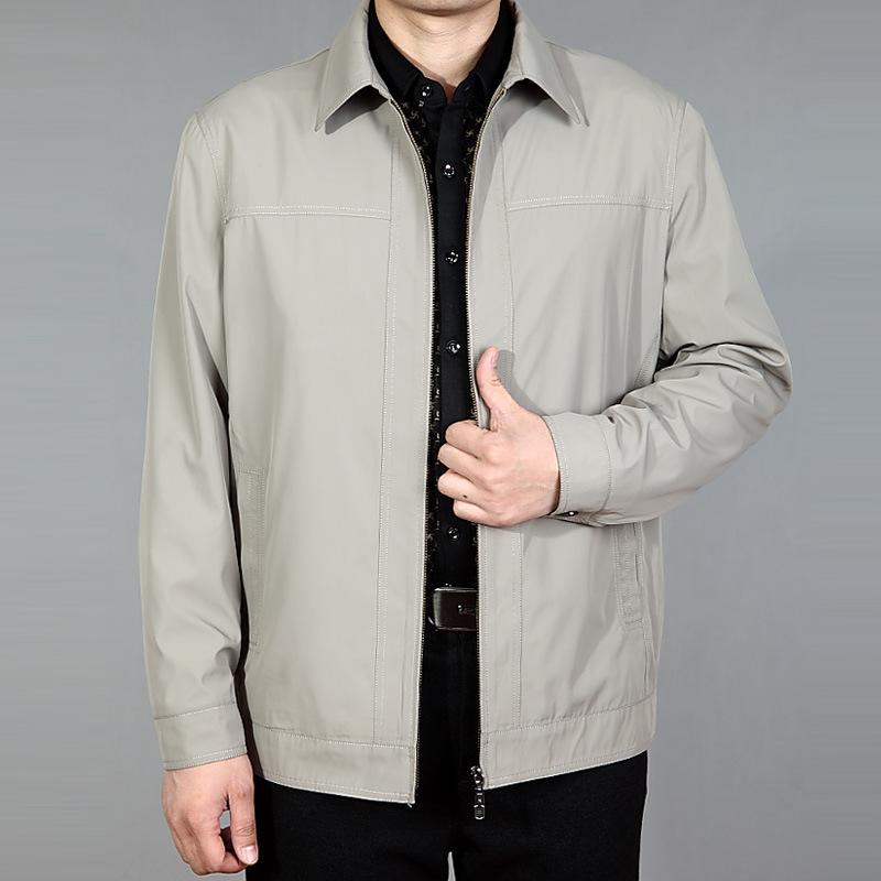Middle-aged and Elderly Jacket Men's Fattened Plus Size Thin Lapel Business Casual Jacket Dad Spring and Autumn Coat