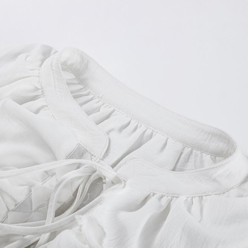 Elegant Solid Color Flounces Dresses Loose V Neck Full Sleeve Female Long Dress New Lady Summer Commute Vacation Dress 2025