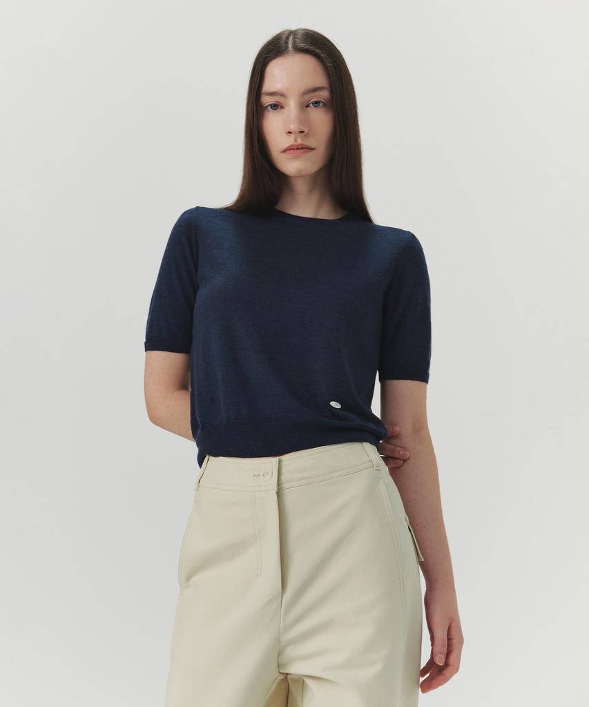 Leuba Merino-Wool Classic Round Knit - Mid Blue