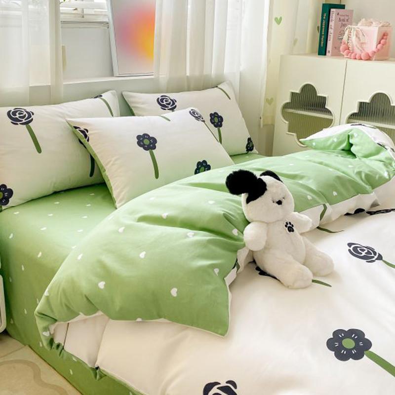 Sleep Grid 12868 Cotton Printed Four Piece Set