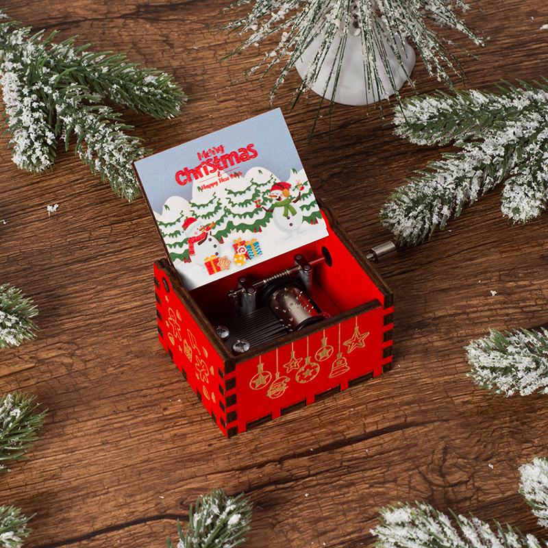 Wooden Hand-Cranked Christmas Music Box Ornament