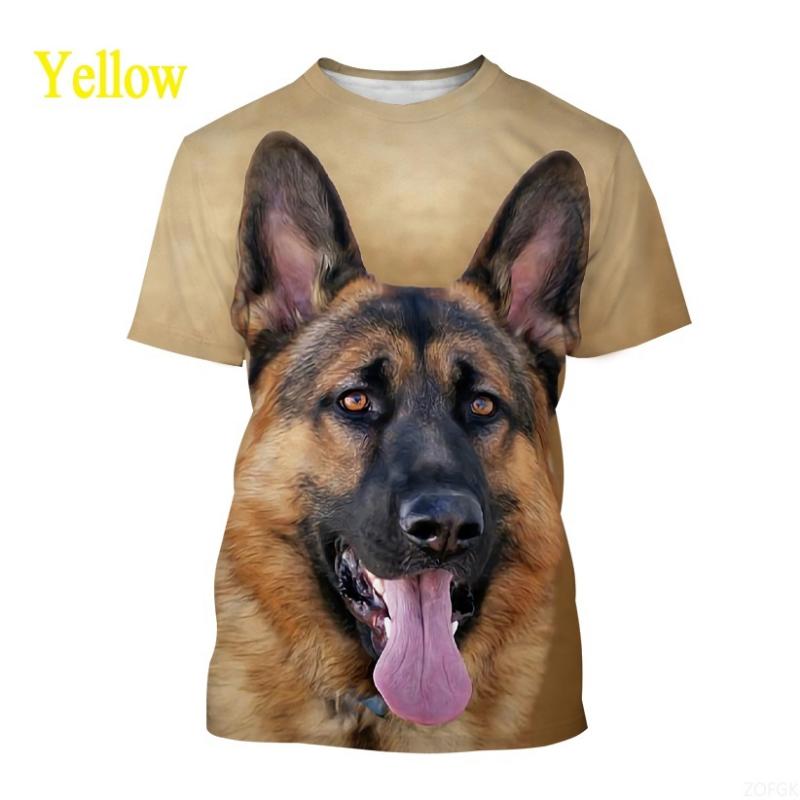 Unisex Fun Dog 3D Printed Cute T-shirt Summer German Shepherd Pattern Round Neck Short Sleeve Top