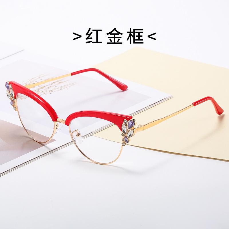 

Anti Blue Light Glasses with Diamond Inlay on The Side Non Prescription Glasses for Daily Decoration Computer Glasses красный