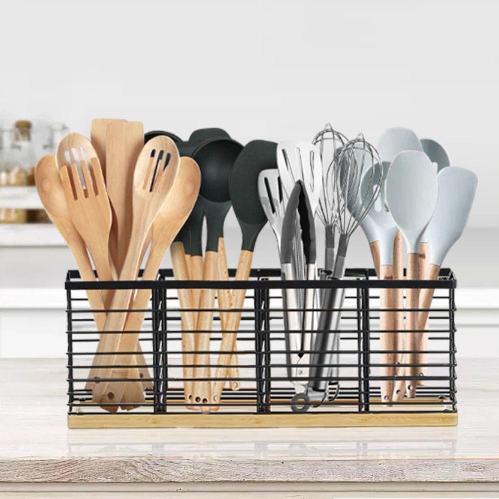Detachable Cooking Utensils Storage Basket Large Capacity Kitchen Table Organizer  Cupboard