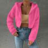 Women's Fashionable Casual Thick Fleece Top Short-Length Long-Sleeved Hooded Jacket