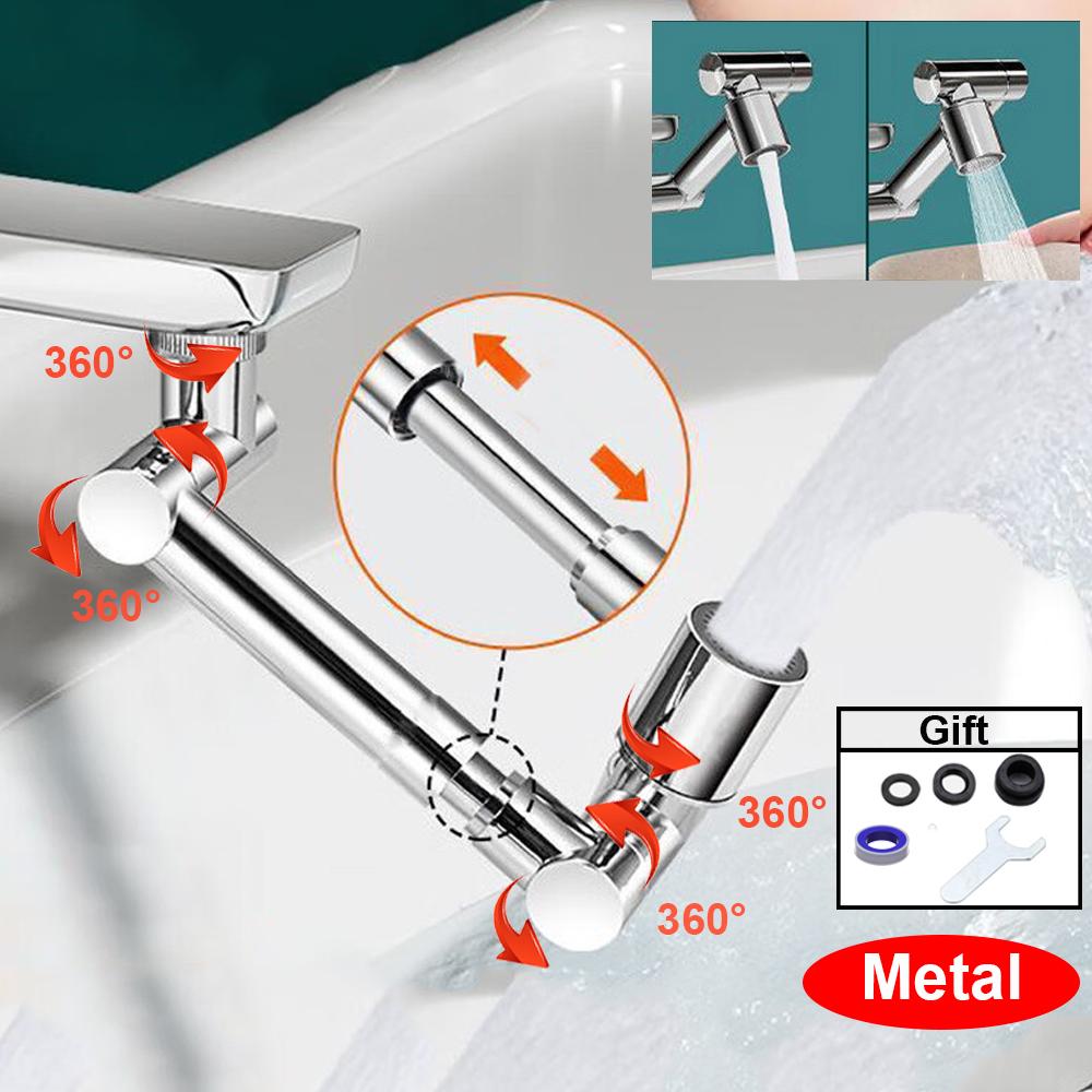 Metal 1440° Rotattion Kitchen Faucet Extender 2 Modes Universal Tap Bubbler Nozzle Sprayer Bathroom Tap Kitchen Faucet Extension