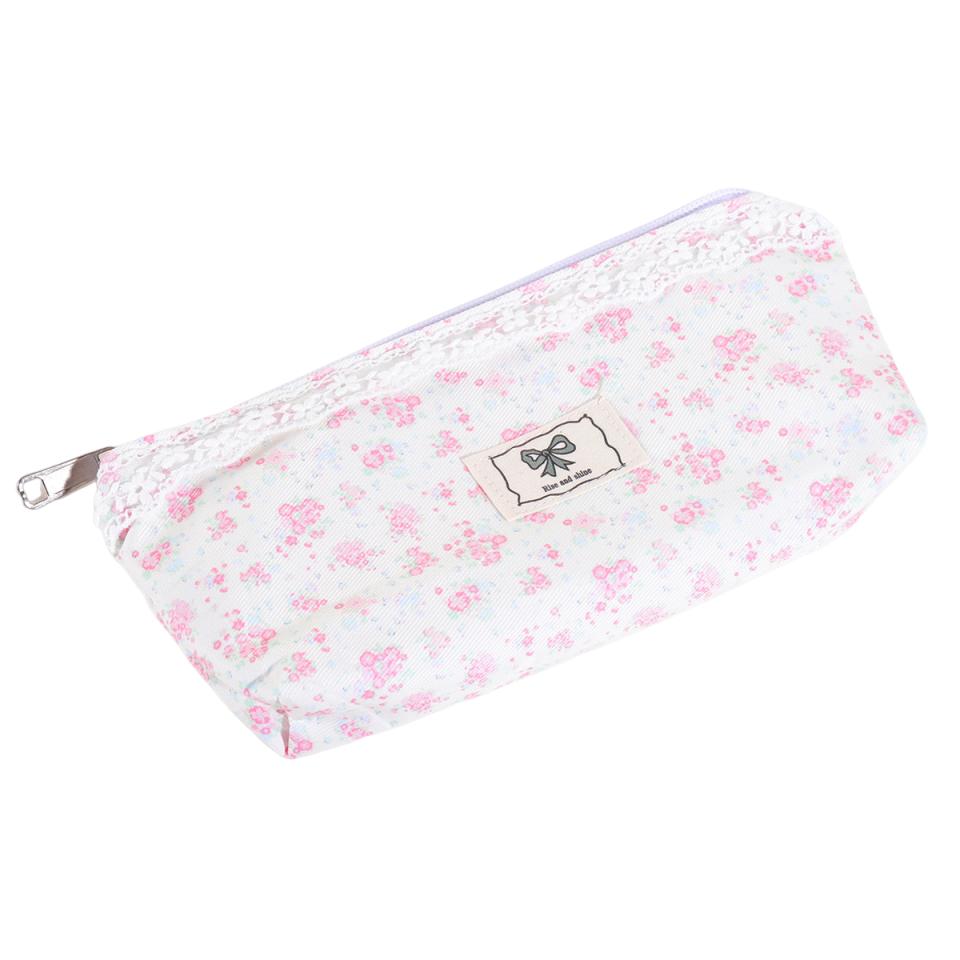 Cute Floral Bowknot Pencil Case Zipper Portable Pencil Pouch Girl Stationery Organizer Student School Supplies Back To School