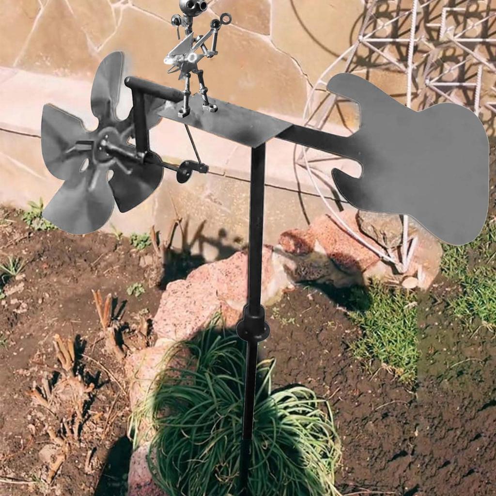 Ręcznie robiony metalowy perkusista wiatrak, dekoracja ogrodowa wiatrak perkusisty, figurki muzyków perkusistów, zabawna rzeźba napędzana wiatrem