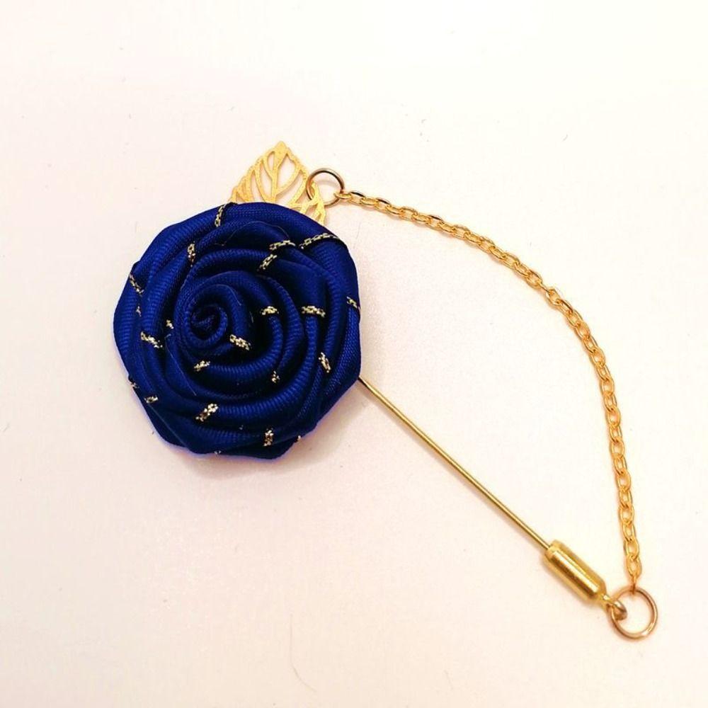 Brooch Personality Colorful Men Corsage Leaf Lapel Decoration Cloth Floral Badge Rose Collar Needle