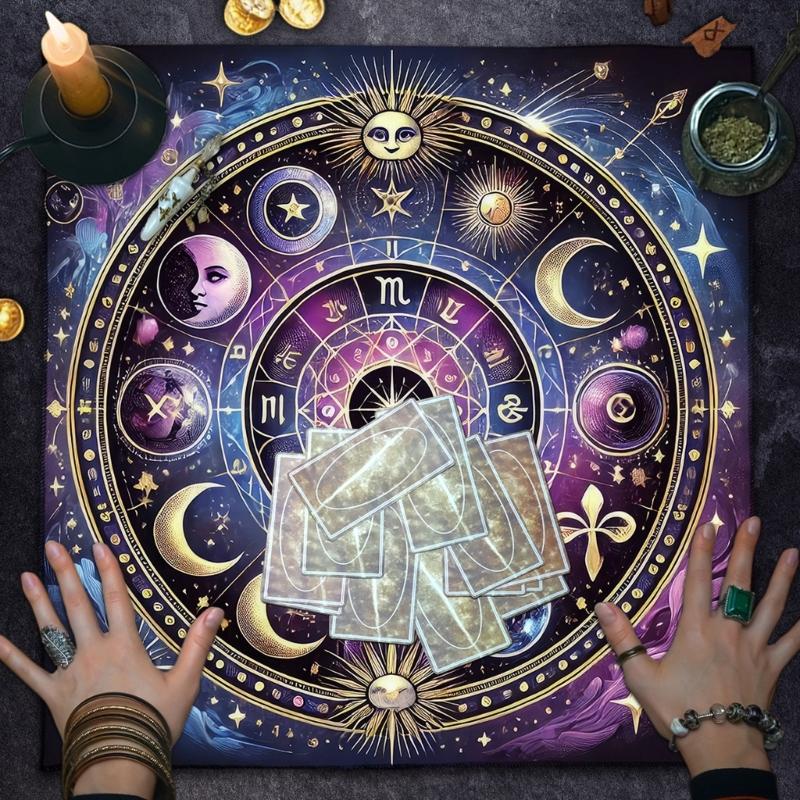 Sun Moon Pattern Astrology Tablecloth Altars Cloth Square Divinations Card Table Cloth Witchcrafts Deck Cloth