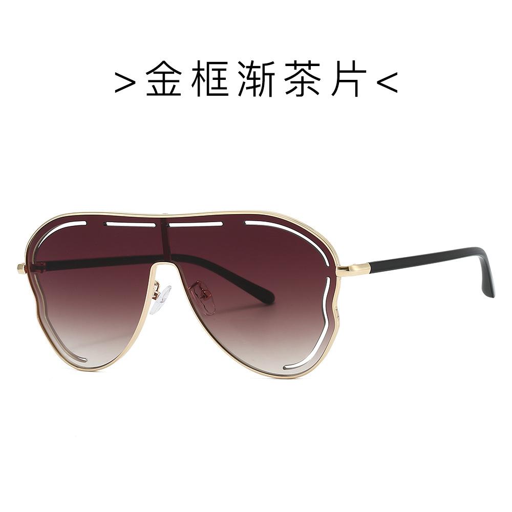 Funny oversized hollow sunglasses women high quality beach sunscreen glasses metal Internet celebrity sunglasses