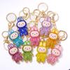 Cross Border Popular Cartoon Doll with Canvas Keychain, Small Pendant Accessories, Rhinestone Metal Rabbit Keychain