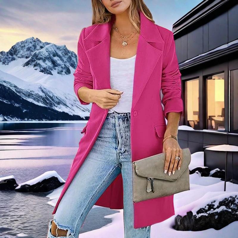 Autumn and Winter Large Size Woolen Coat for Women One Button Woolen Jacket Cardigan